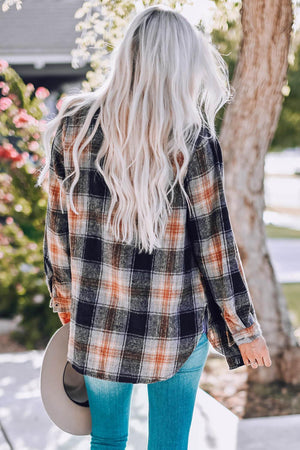 Live it Up Plaid Buttoned Slit Long Sleeve Shirt - MXSTUDIO.COM