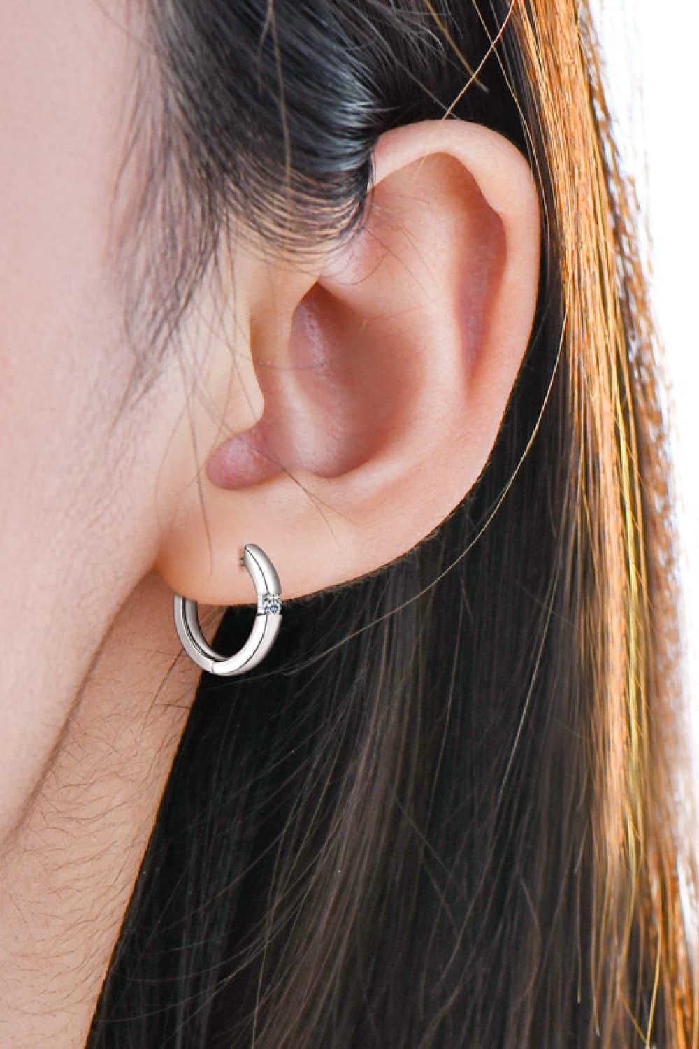 Lively 925 Sterling Silver Huggie Moissanite Earrings - MXSTUDIO.COM