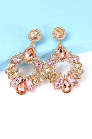 Lively Colored Frame Glass Stone Dangle Earrings-MXSTUDIO.COM