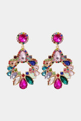 Lively Colored Frame Glass Stone Dangle Earrings-MXSTUDIO.COM