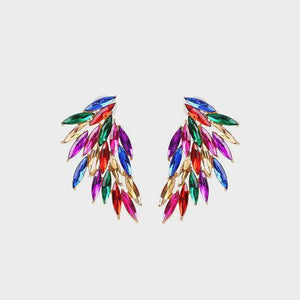 Lively Multicolor Acrylic Wing Earrings-MXSTUDIO.COM