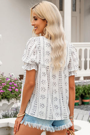 Living My Best Life Puff Sleeve Embroidered Blouse - MXSTUDIO.COM