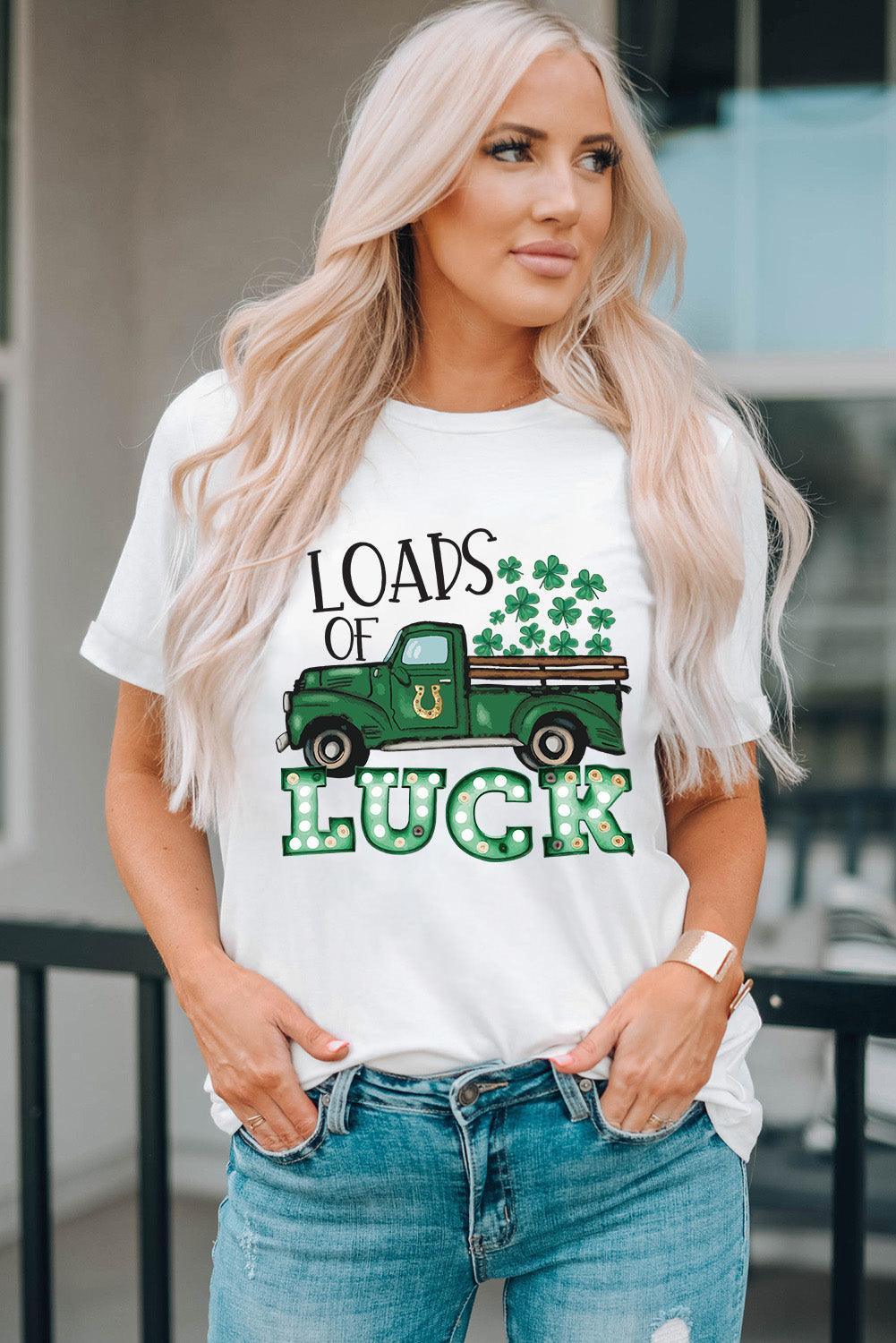 Loads of Luck White Graphic Tee Shirt - MXSTUDIO.COM