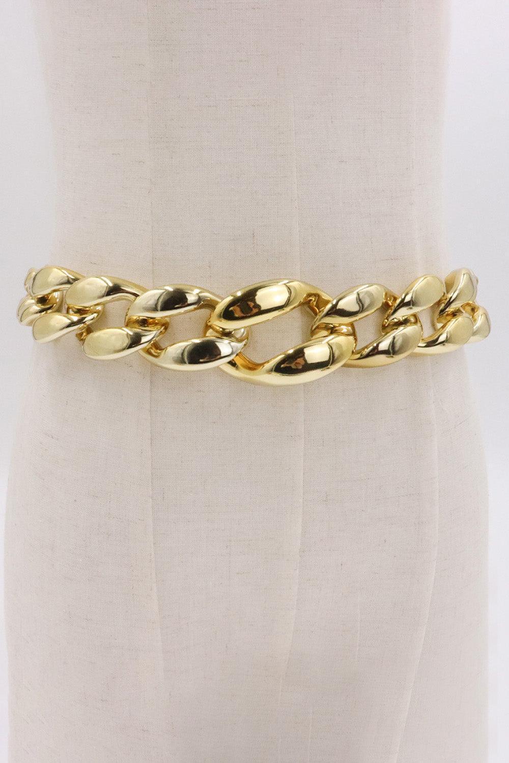 Locking Strong Women's Acrylic Gold Chain Belt - MXSTUDIO.COM