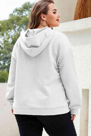 Long Sleeve Plus Size Women's Waffle Knit Hoodie - MXSTUDIO.COM