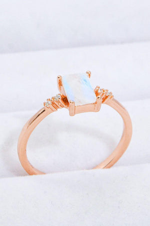 Long-Standing Rectangle Natural Moonstone Ring - MXSTUDIO.COM