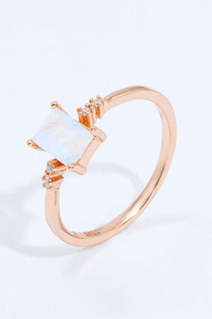 Long-Standing Rectangle Natural Moonstone Ring - MXSTUDIO.COM