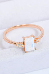 Long-Standing Rectangle Natural Moonstone Ring - MXSTUDIO.COM