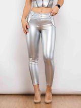 Look Expensive Leather Silver Skinny Pants - MXSTUDIO.COM