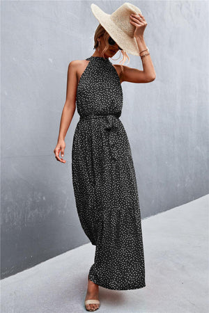 Look Fab Tie Waist Sleeveless Maxi Dress - MXSTUDIO.COM