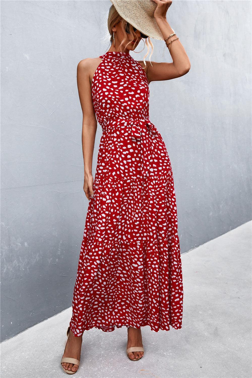 Look Fab Tie Waist Sleeveless Maxi Dress - MXSTUDIO.COM