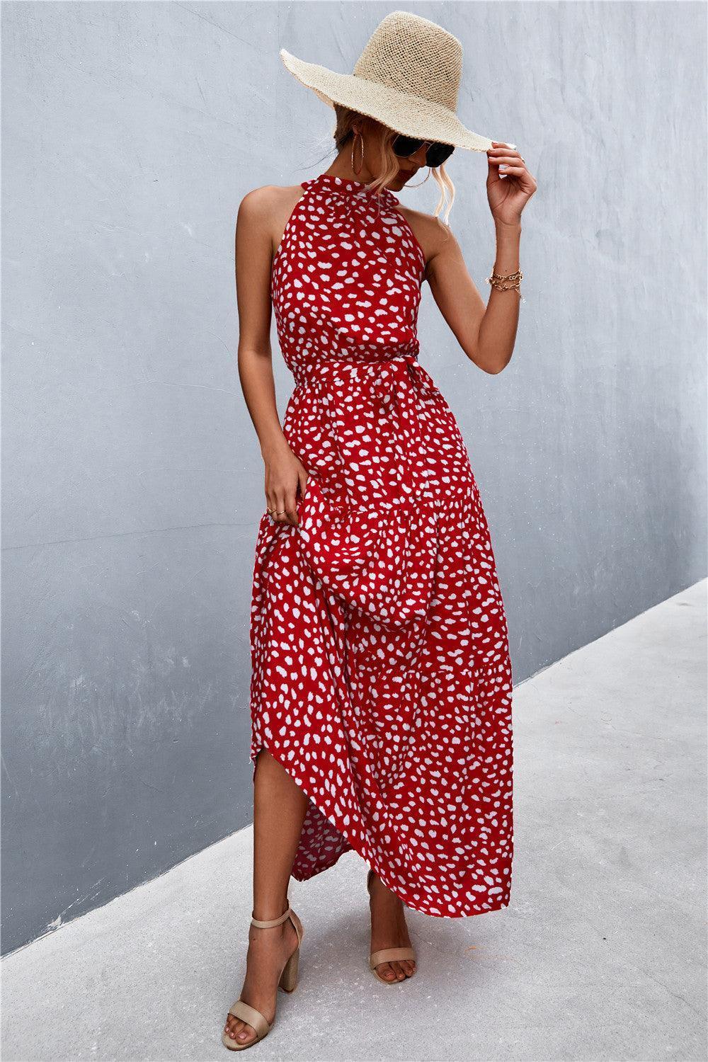 Look Fab Tie Waist Sleeveless Maxi Dress - MXSTUDIO.COM