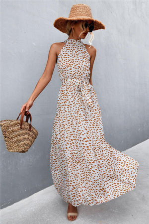 Look Fab Tie Waist Sleeveless Maxi Dress - MXSTUDIO.COM