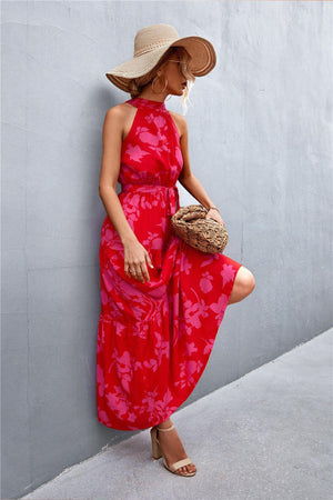 Look Fab Tie Waist Sleeveless Maxi Dress - MXSTUDIO.COM