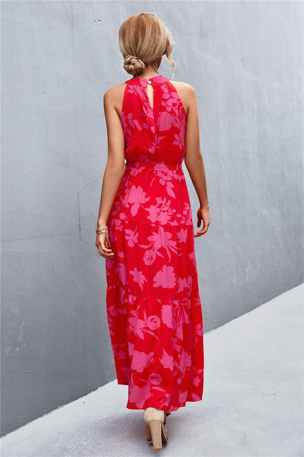 Look Fab Tie Waist Sleeveless Maxi Dress - MXSTUDIO.COM