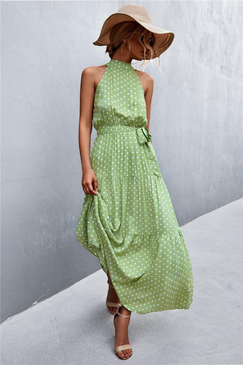 Look Fab Tie Waist Sleeveless Maxi Dress - MXSTUDIO.COM