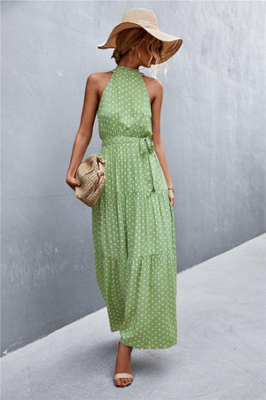 Look Fab Tie Waist Sleeveless Maxi Dress - MXSTUDIO.COM