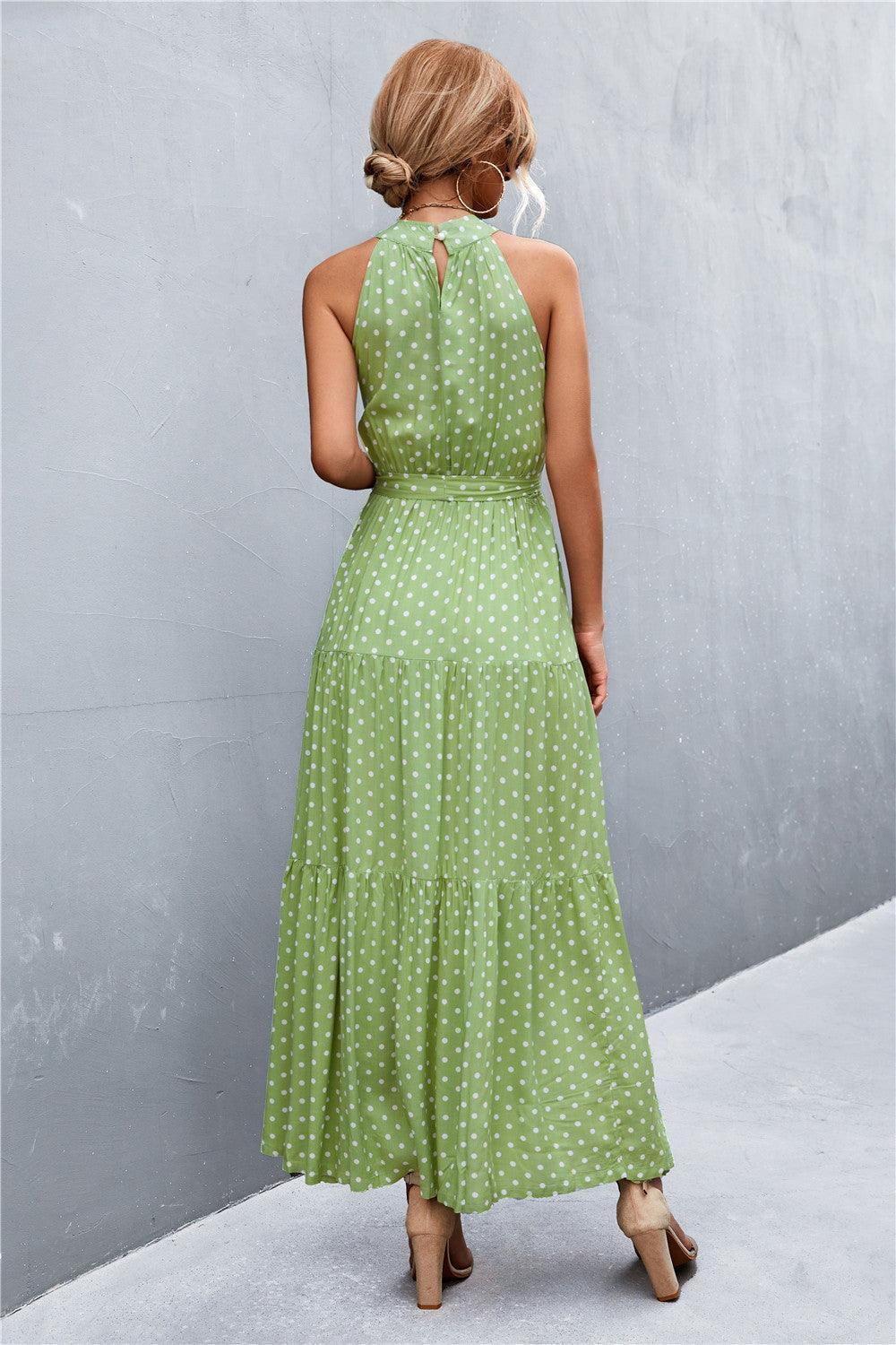 Look Fab Tie Waist Sleeveless Maxi Dress - MXSTUDIO.COM