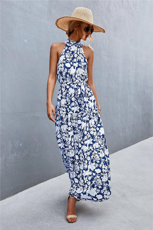 Look Fab Tie Waist Sleeveless Maxi Dress - MXSTUDIO.COM