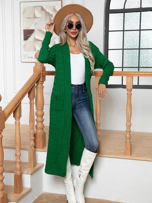 Look Grand And Warm Longline Cable Knit Cardigan - MXSTUDIO.COM