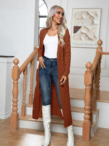 Look Grand And Warm Longline Cable Knit Cardigan - MXSTUDIO.COM