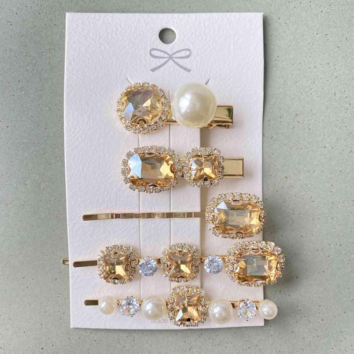 Look Pretty 5 PCS Geometric Pearl Hair Clip Set-MXSTUDIO.COM