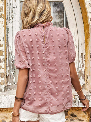 Loosen Up Pink Swiss Dot Blouse - MXSTUDIO.COM