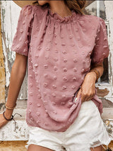 Loosen Up Pink Swiss Dot Blouse - MXSTUDIO.COM