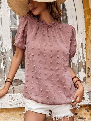 Loosen Up Pink Swiss Dot Blouse - MXSTUDIO.COM