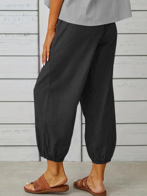 Lounge In Style Cropped Elastic Waist Pants - MXSTUDIO.COM