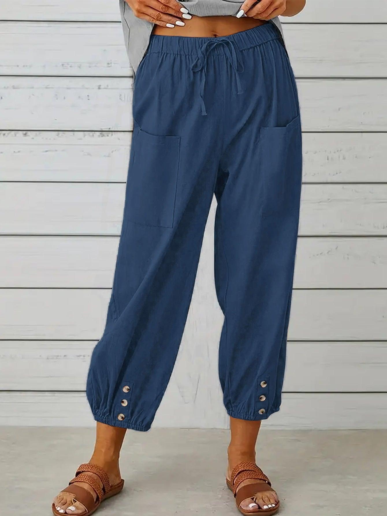 Lounge In Style Cropped Elastic Waist Pants - MXSTUDIO.COM