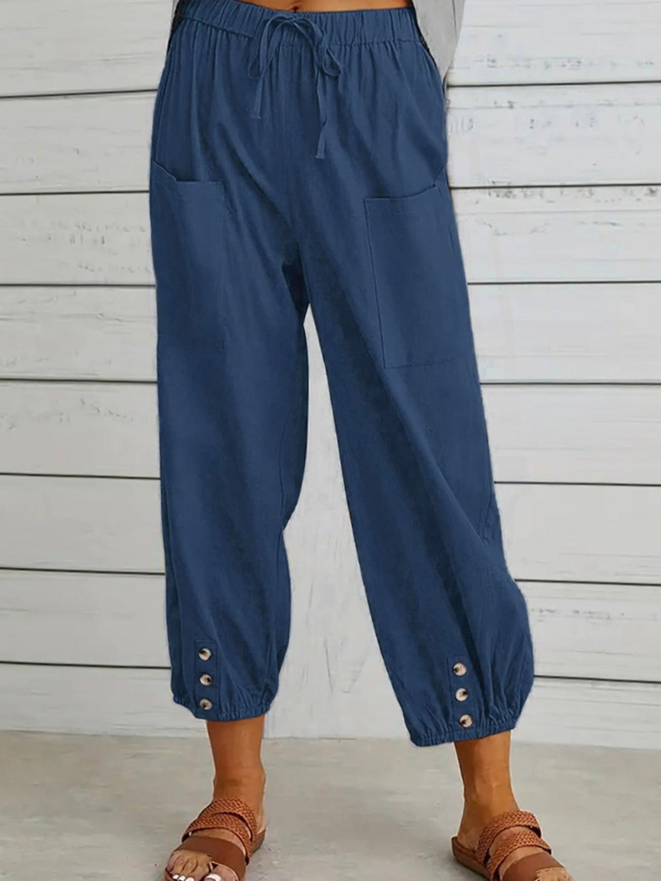 Lounge In Style Cropped Elastic Waist Pants - MXSTUDIO.COM