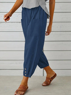 Lounge In Style Cropped Elastic Waist Pants - MXSTUDIO.COM