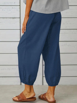 Lounge In Style Cropped Elastic Waist Pants - MXSTUDIO.COM