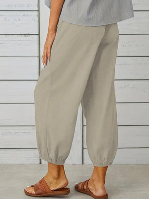 Lounge In Style Cropped Elastic Waist Pants - MXSTUDIO.COM