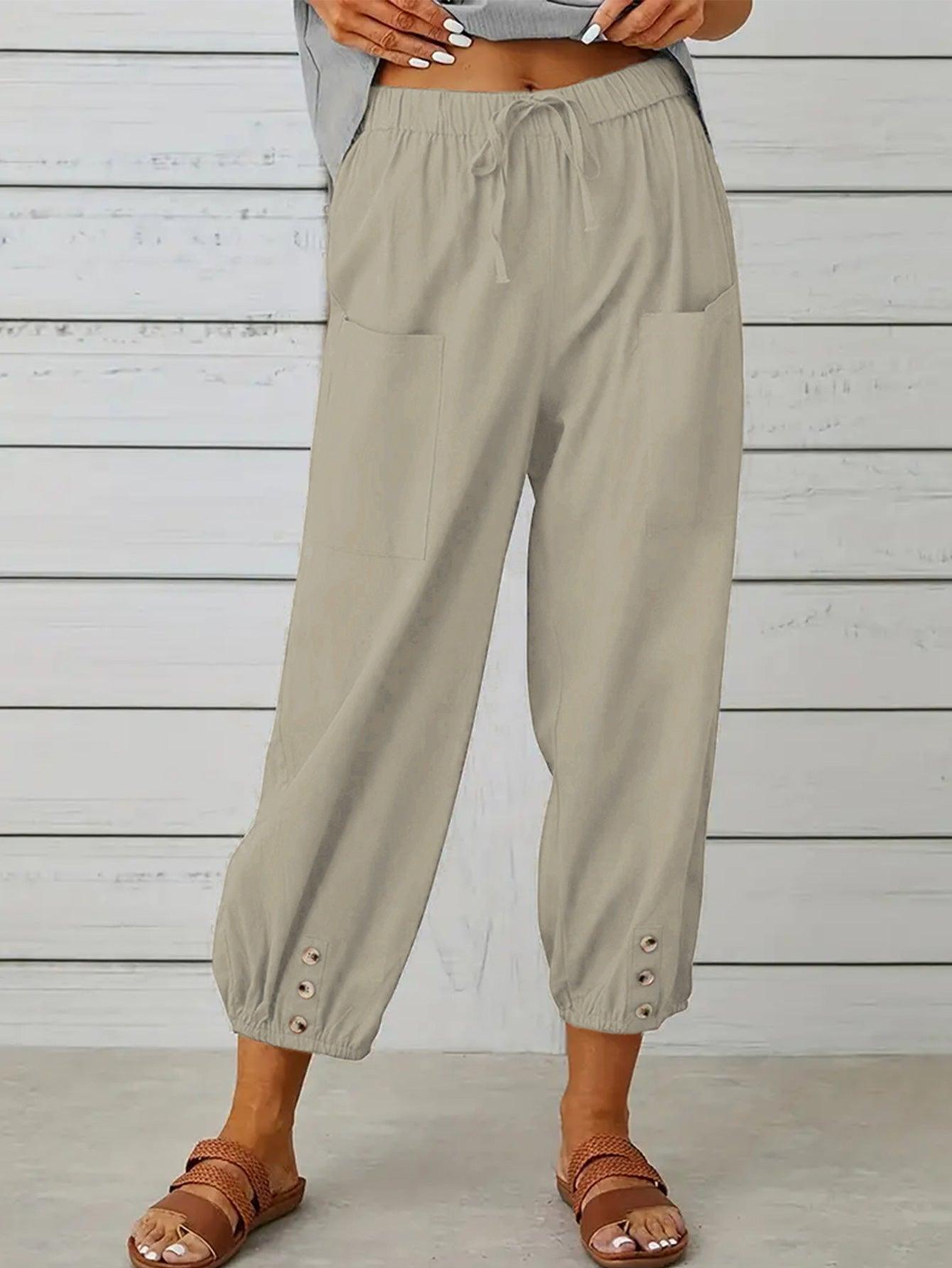 Lounge In Style Cropped Elastic Waist Pants - MXSTUDIO.COM