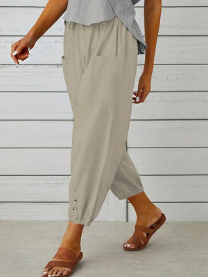 Lounge In Style Cropped Elastic Waist Pants - MXSTUDIO.COM