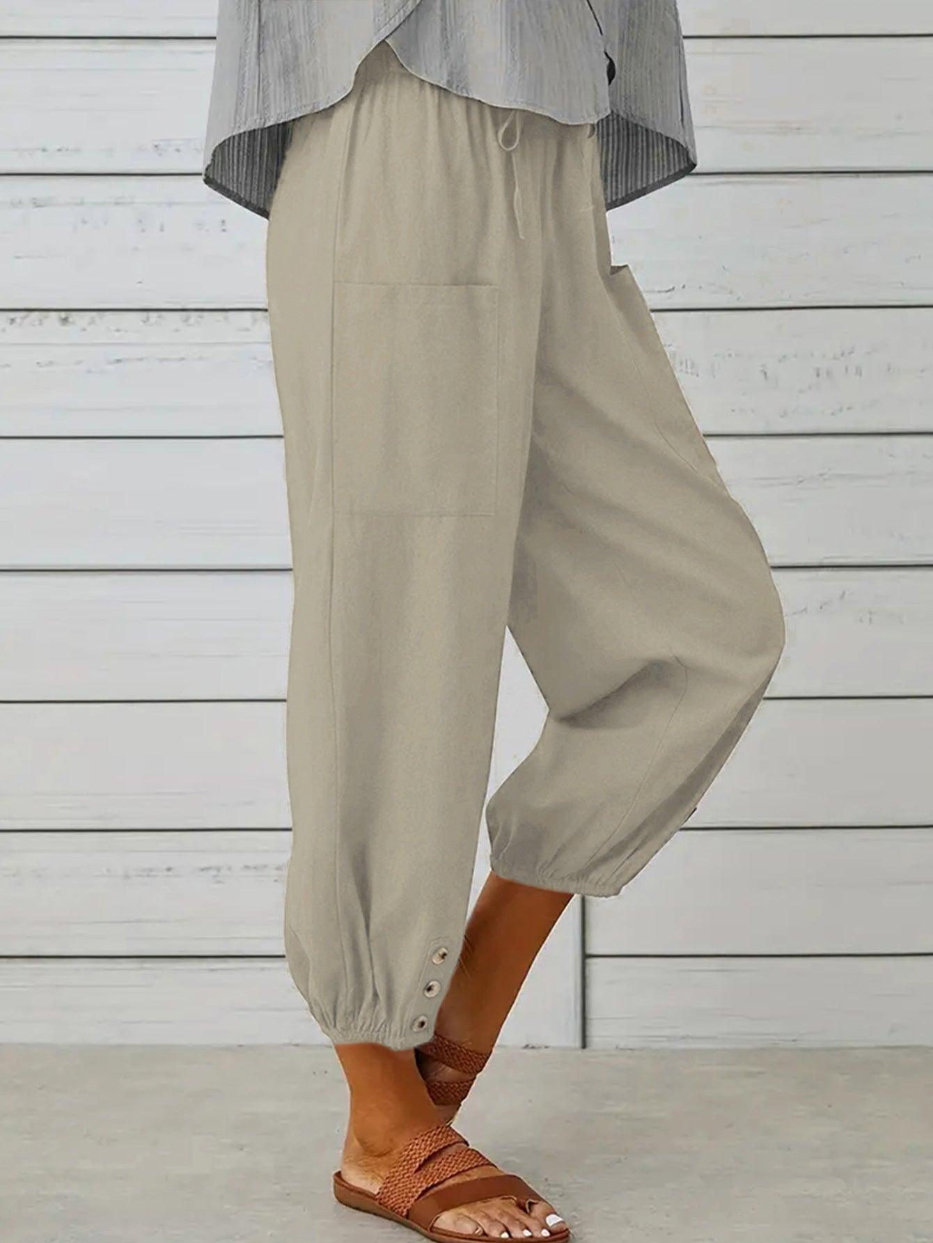 Lounge In Style Cropped Elastic Waist Pants - MXSTUDIO.COM