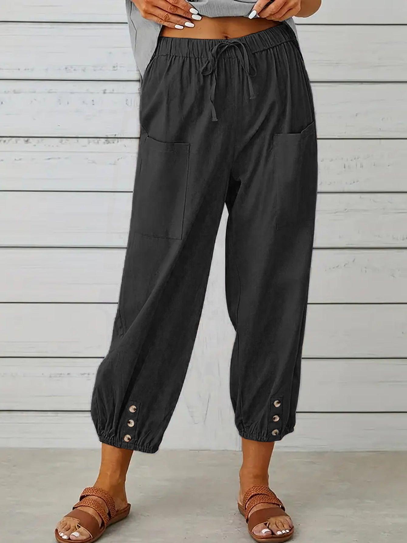 Lounge In Style Cropped Elastic Waist Pants - MXSTUDIO.COM