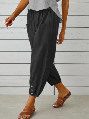 Lounge In Style Cropped Elastic Waist Pants - MXSTUDIO.COM