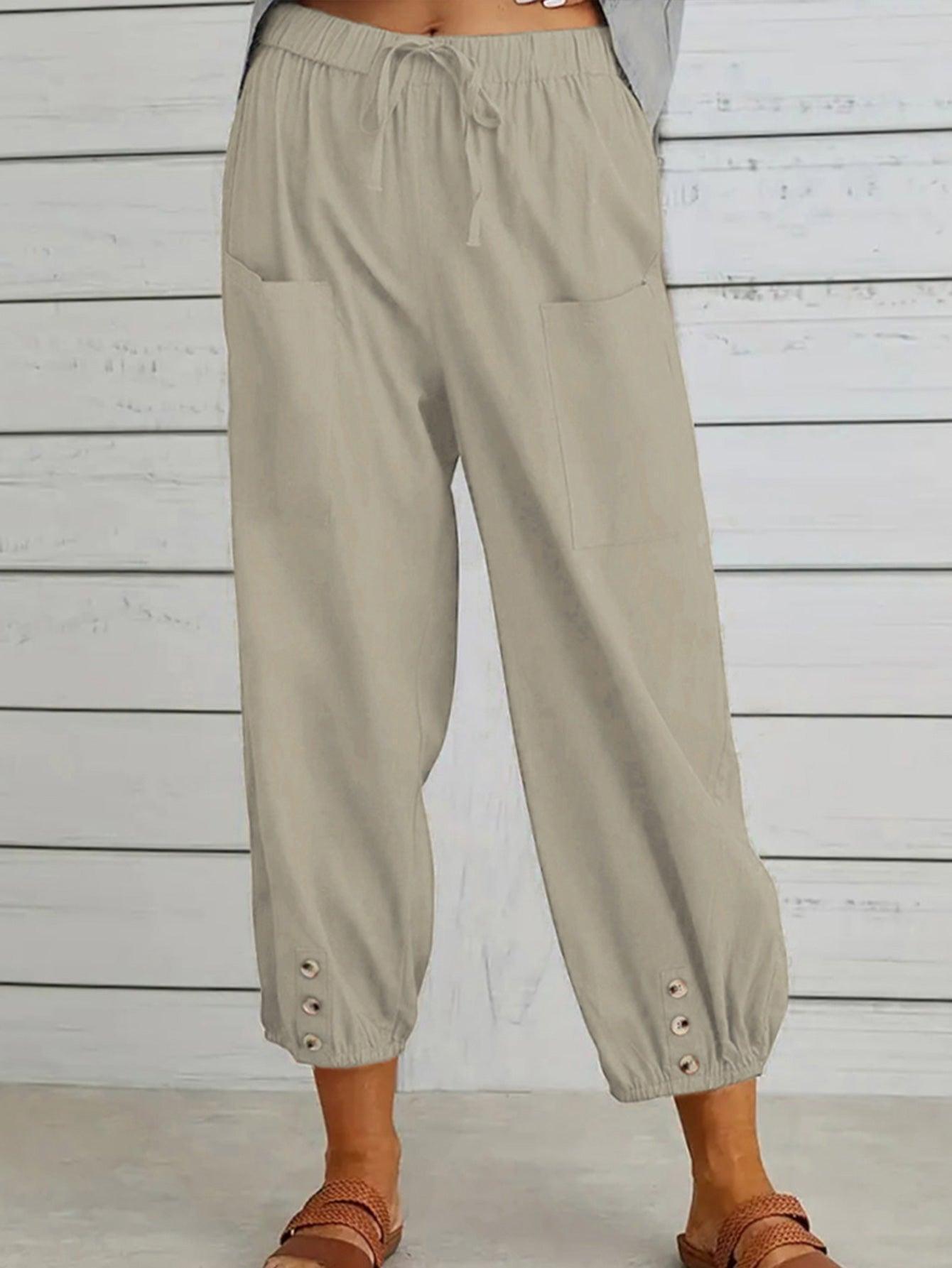 Lounge In Style Cropped Elastic Waist Pants - MXSTUDIO.COM