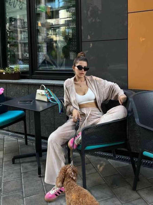 Lounge In Style Hooded Jacket and Pants Set - MXSTUDIO.COM