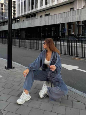 Lounge In Style Hooded Jacket and Pants Set - MXSTUDIO.COM