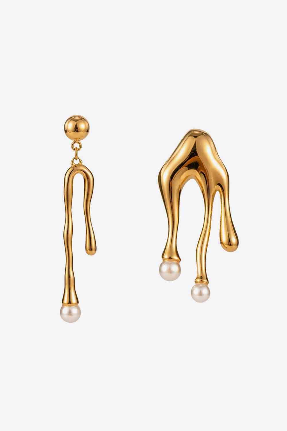 Lovable Synthetic Pearl 18K Gold-Plated Dangle Earrings-MXSTUDIO.COM