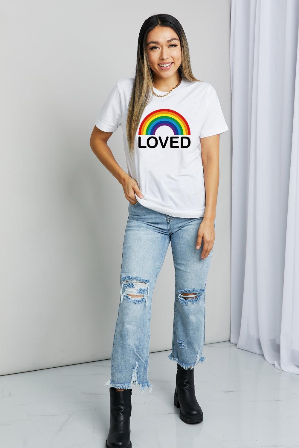 Love Graphic Short Sleeve Rainbow T Shirt - MXSTUDIO.COM