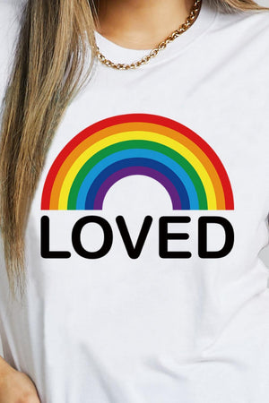 Love Graphic Short Sleeve Rainbow T Shirt - MXSTUDIO.COM