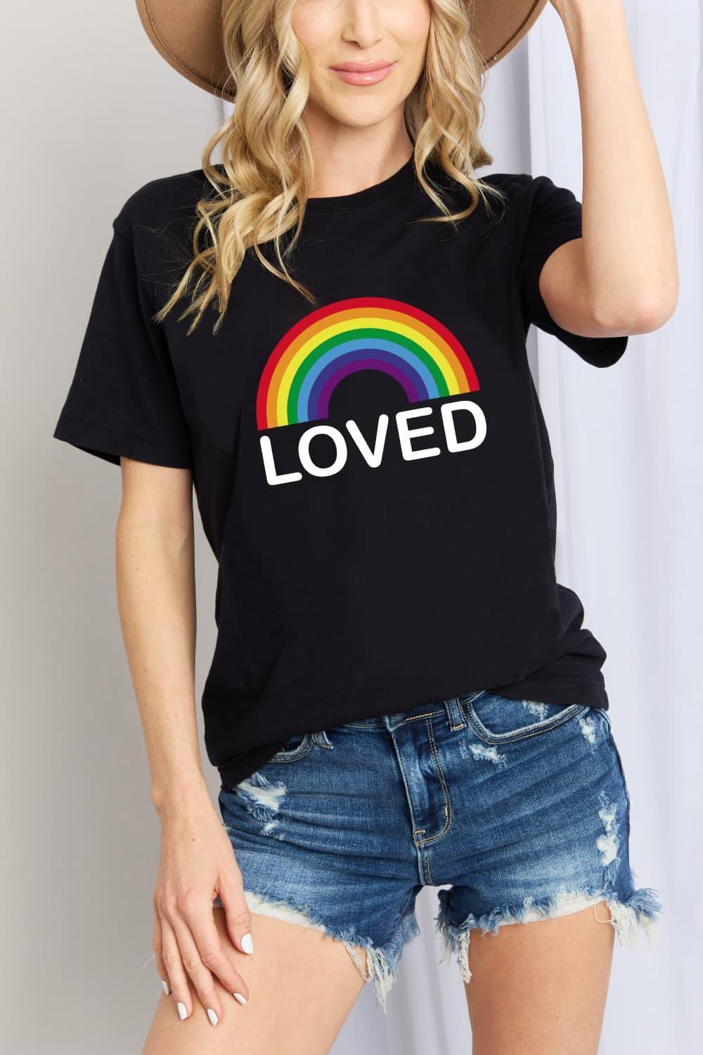 Love Graphic Short Sleeve Rainbow T Shirt - MXSTUDIO.COM