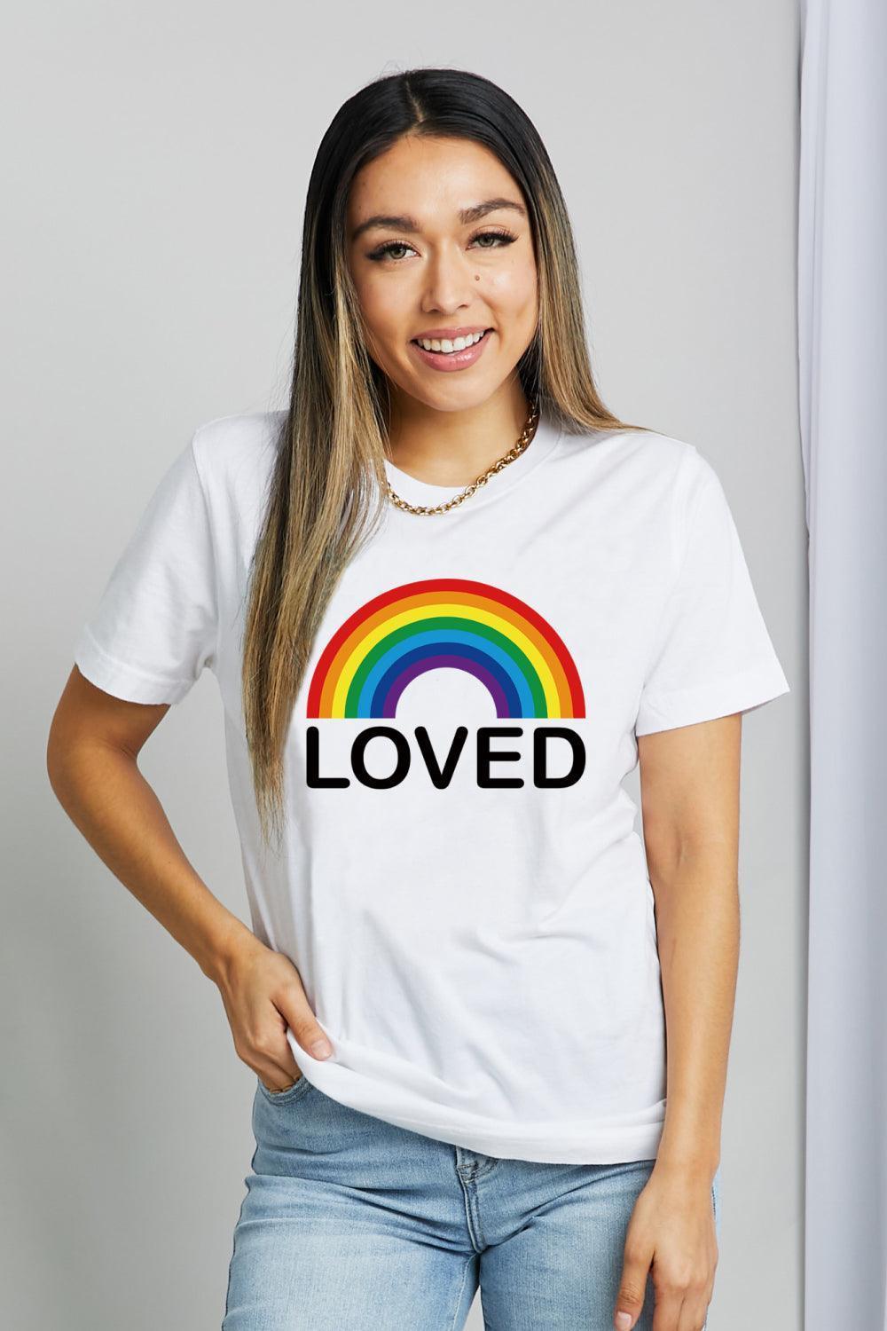 Love Graphic Short Sleeve Rainbow T Shirt - MXSTUDIO.COM