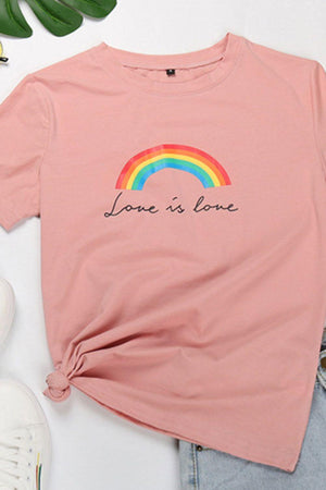 Love I Love Rainbow Short Sleeve Graphic Tee - MXSTUDIO.COM