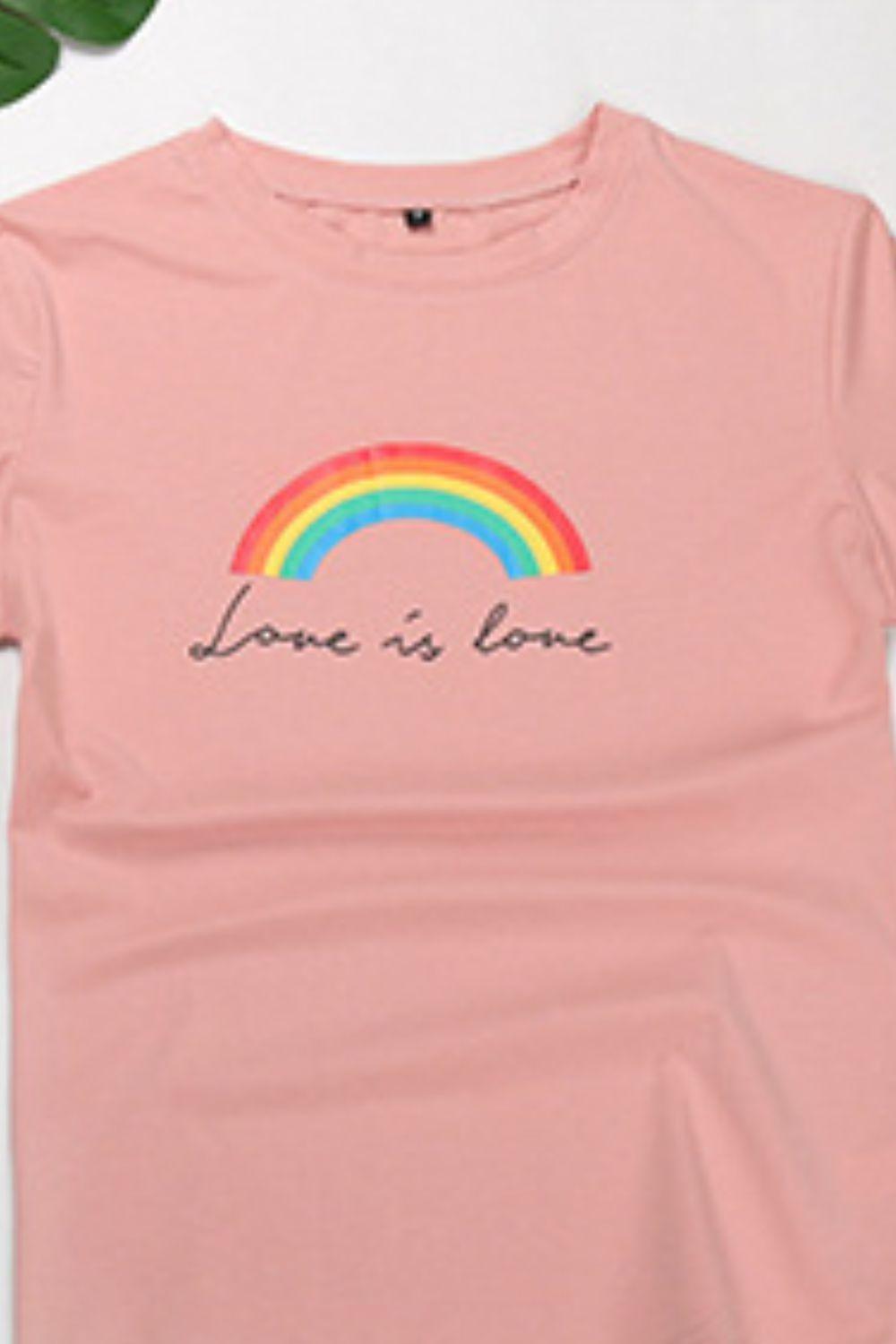 Love I Love Rainbow Short Sleeve Graphic Tee - MXSTUDIO.COM